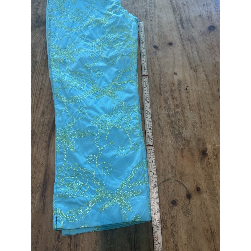 Lilly Pulitzer Vintage Embroidered Vines Capri Pants Preppy Blue Green Sz 4 - Picture 6 of 8
